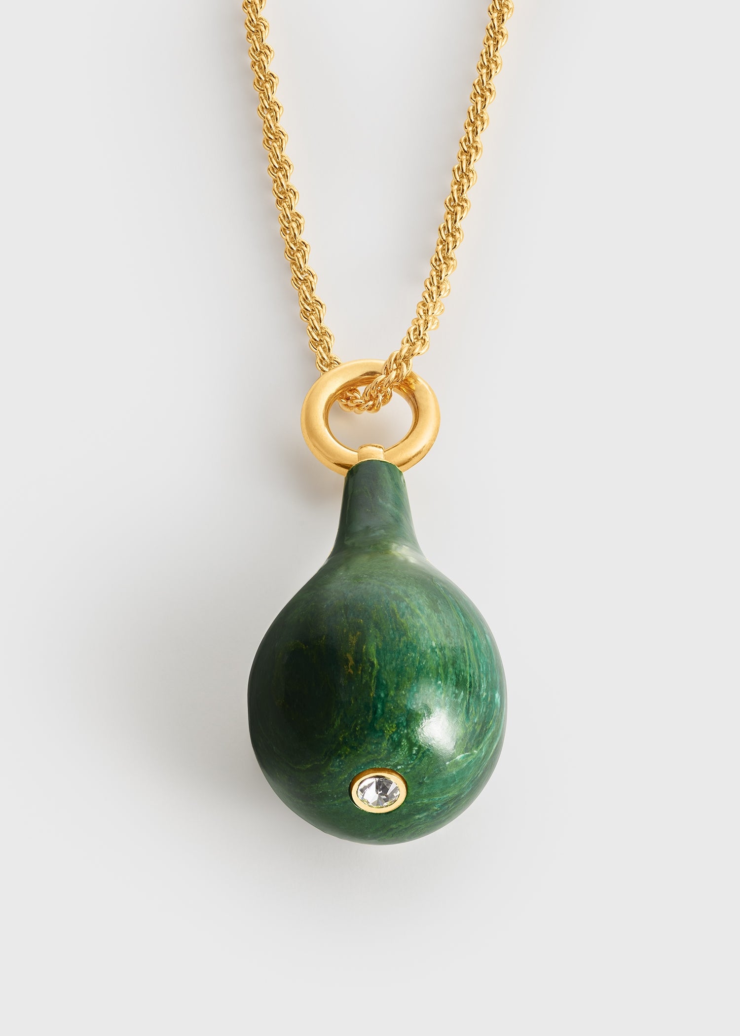 Medium jade drop necklace dark green/gold