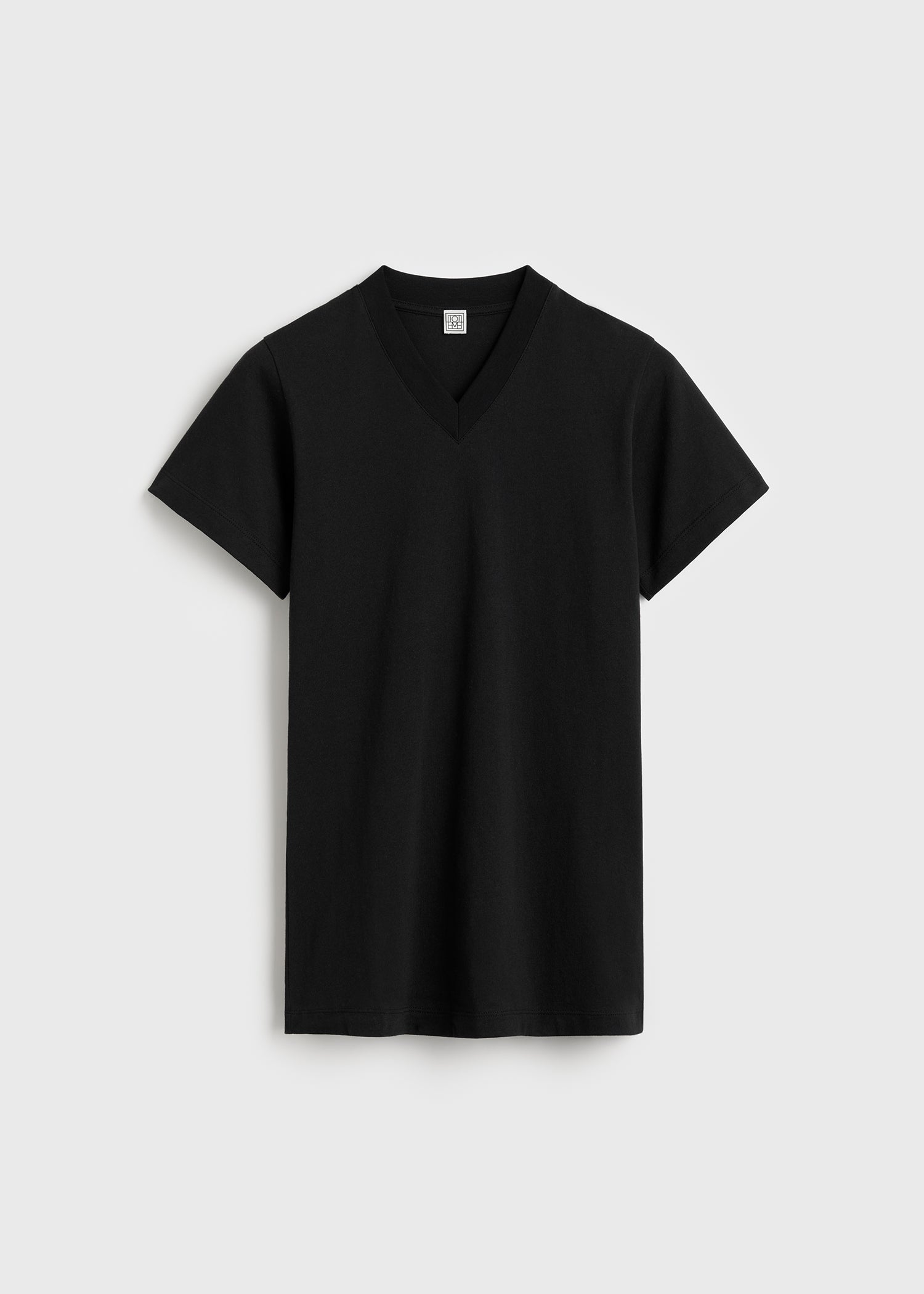 Wide-ribbed v-neck tee black