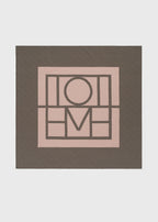 Centered monogram silk scarf walnut