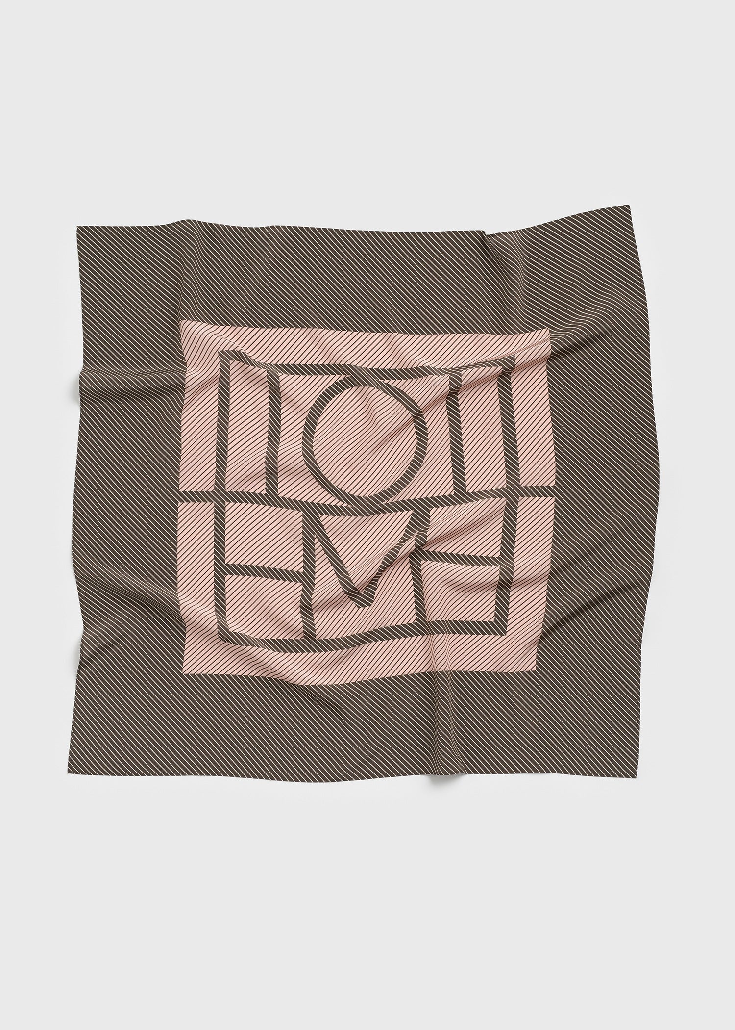 Centered monogram silk scarf walnut