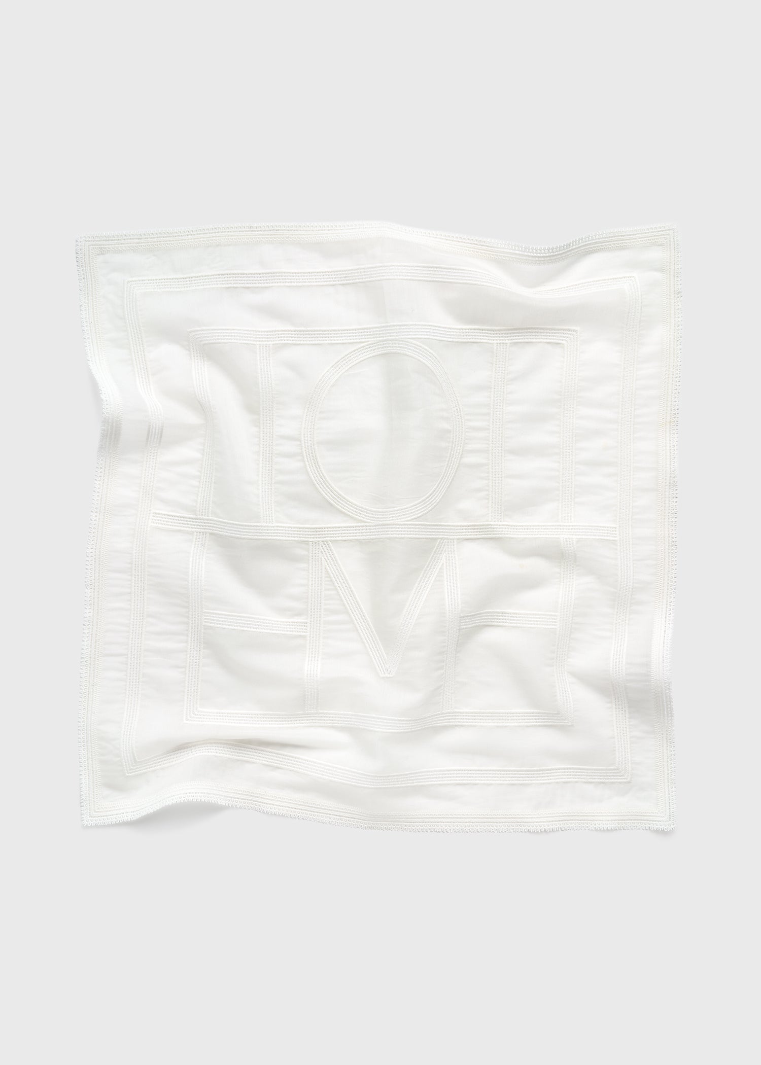 Monogram crochet cotton scarf white