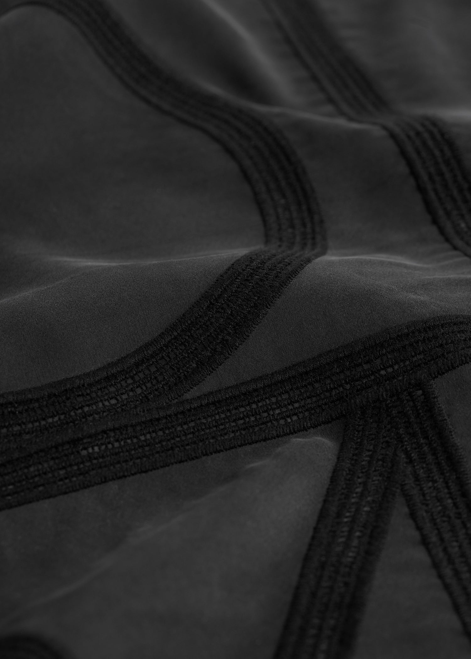 Monogram crochet silk scarf washed black
