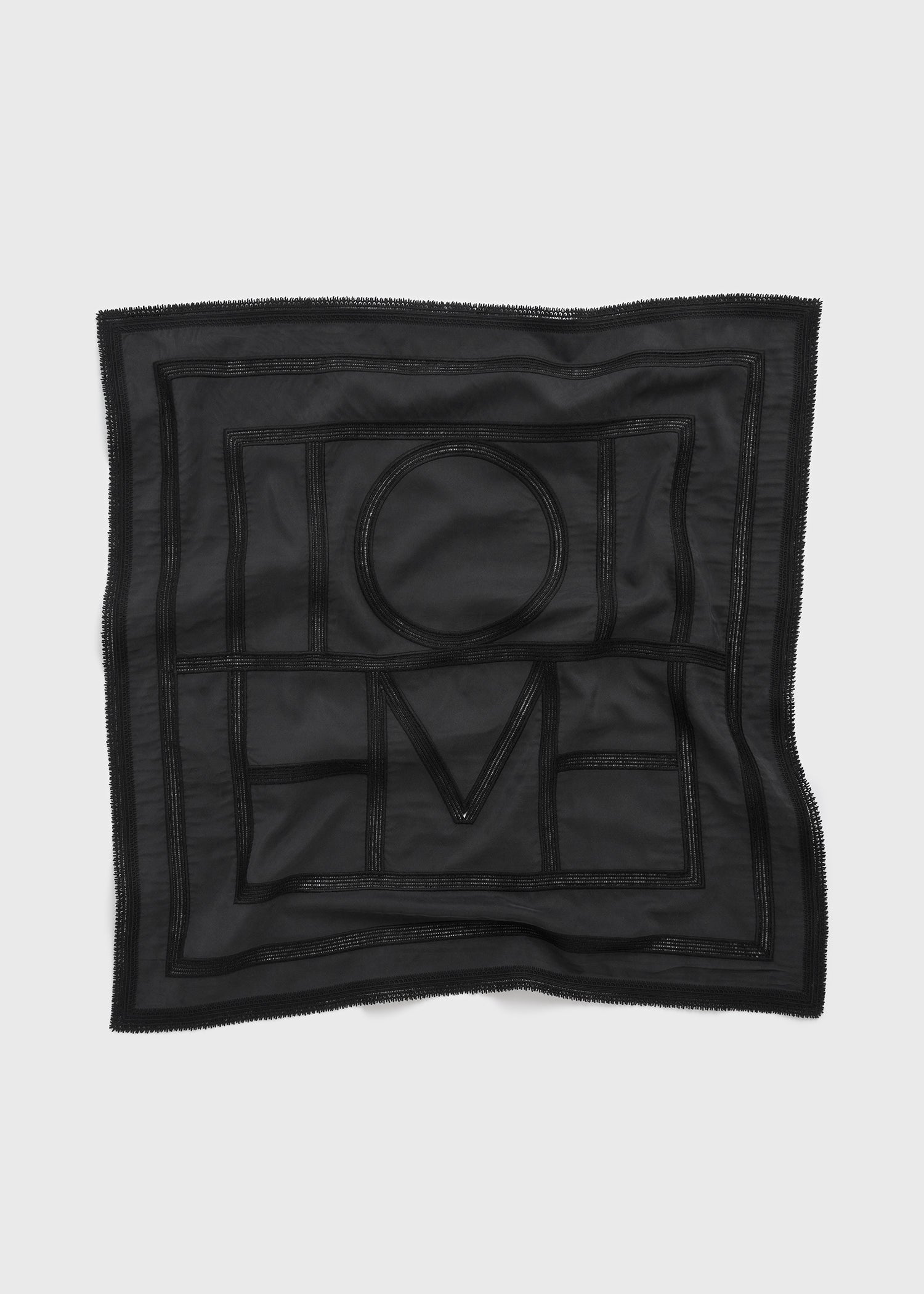 Monogram crochet silk scarf washed black