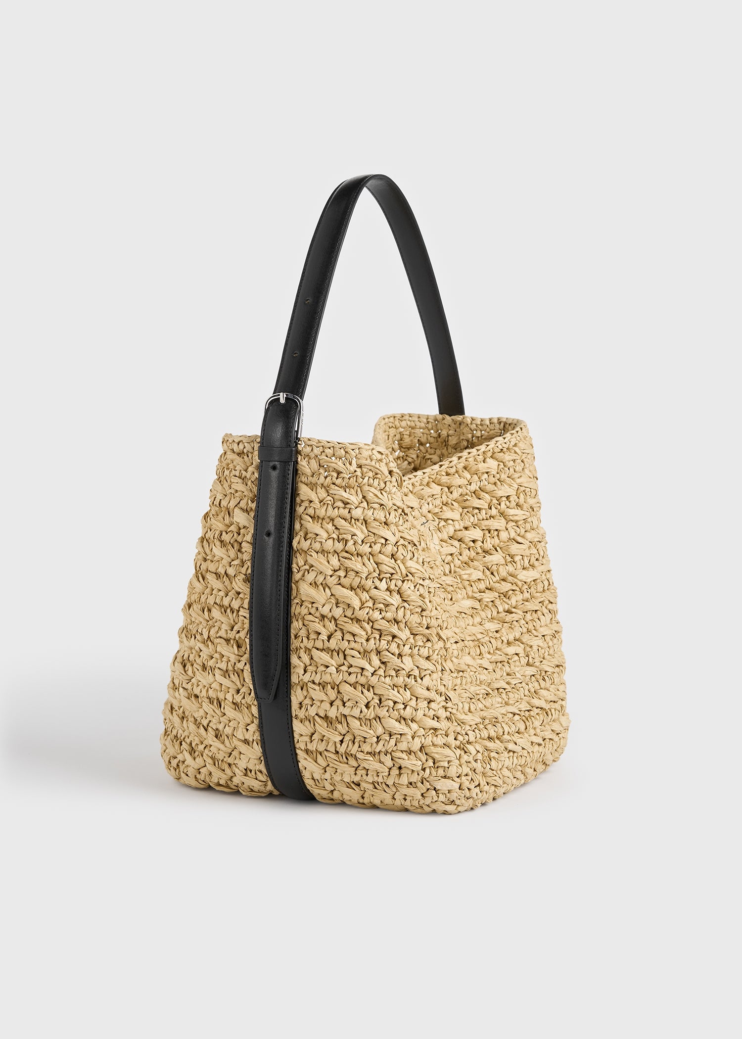 Medium belted paper raffia tote natural