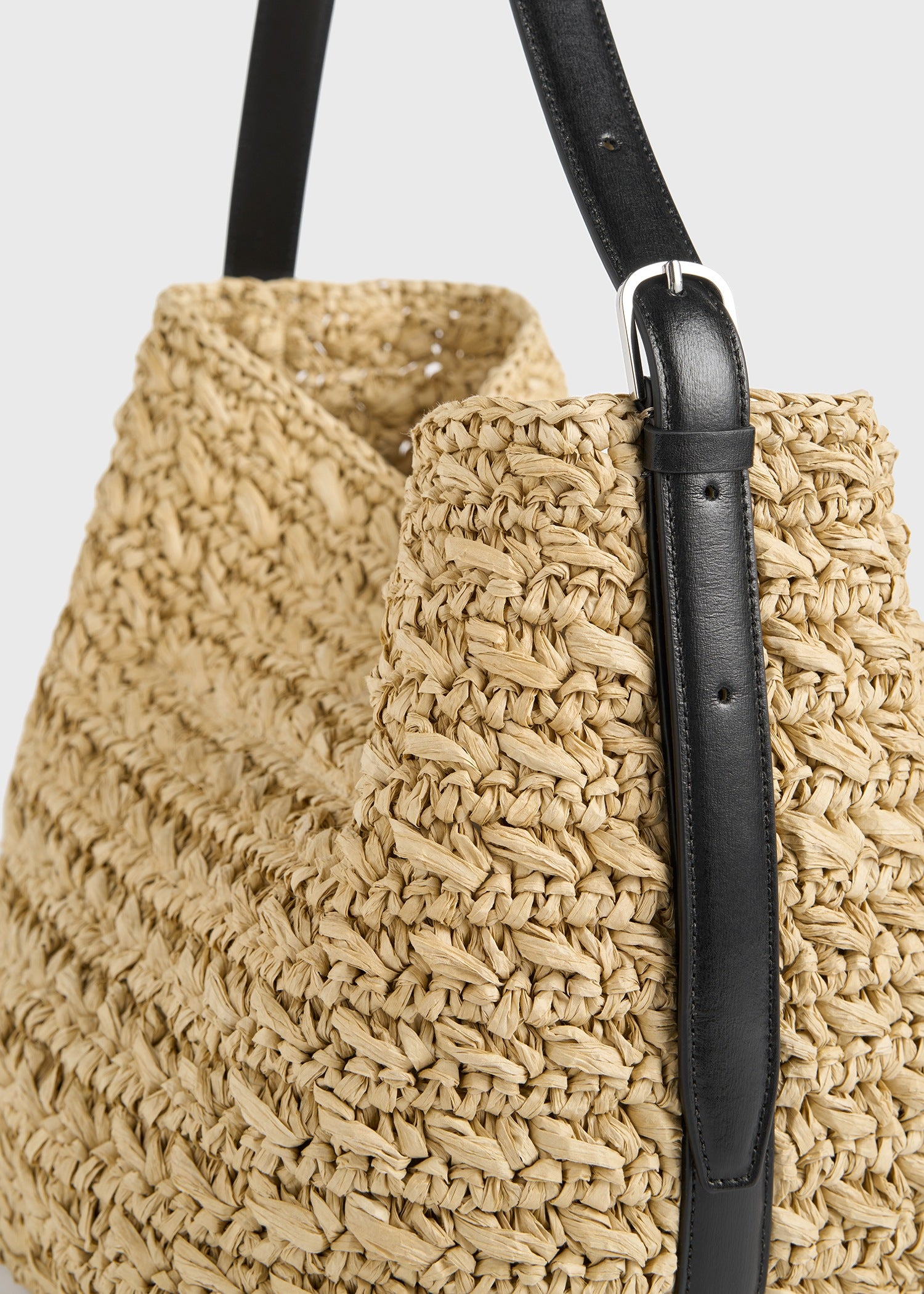 Medium belted paper raffia tote natural