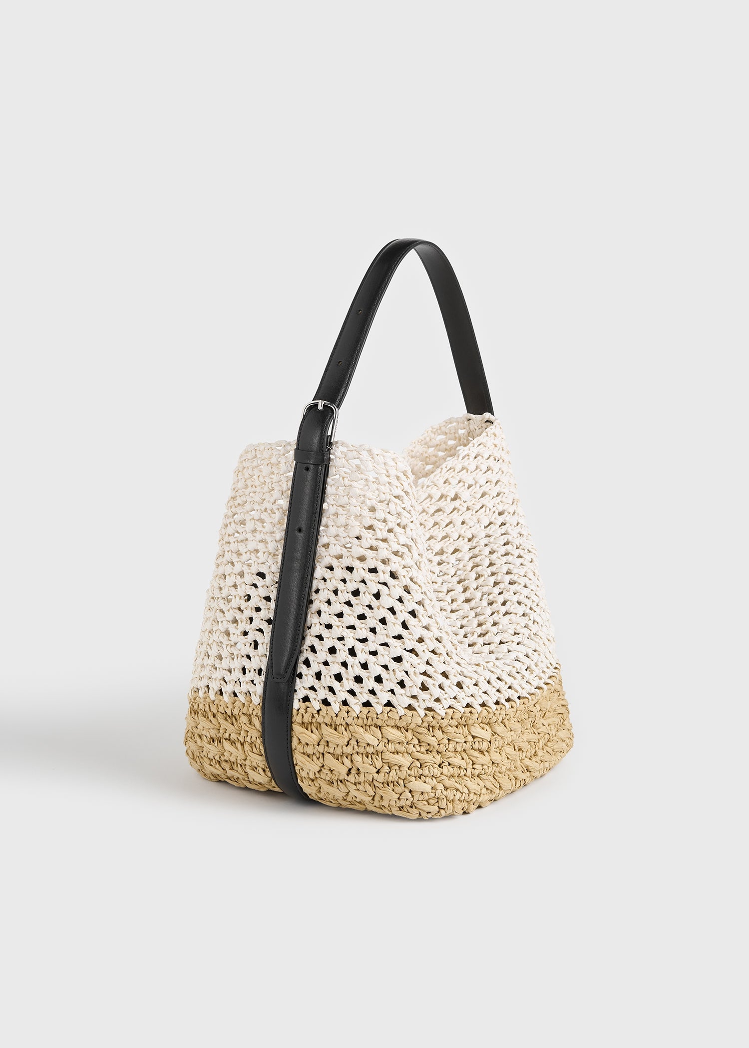 Medium belted paper raffia tote ecru/vanilla