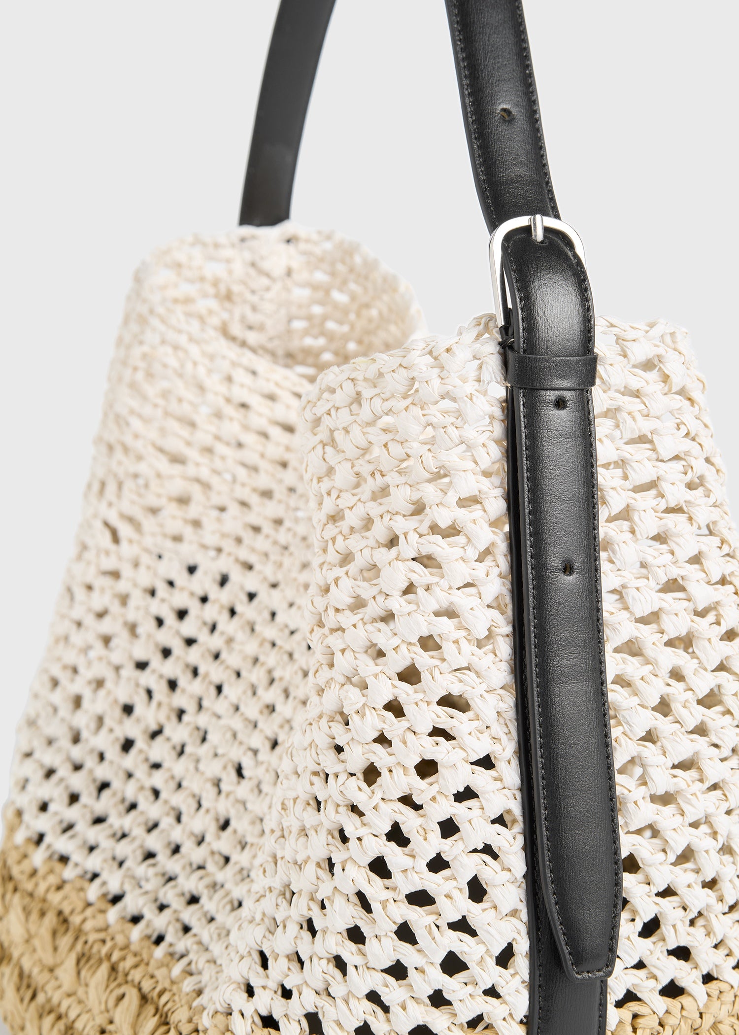 Medium belted paper raffia tote ecru/vanilla