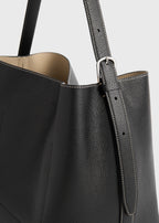 Medium belted grained-leather tote black