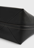 Medium belted grained-leather tote black