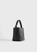 Small belted grained-leather tote black