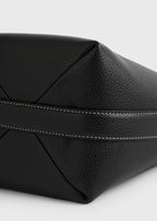 Small belted grained-leather tote black