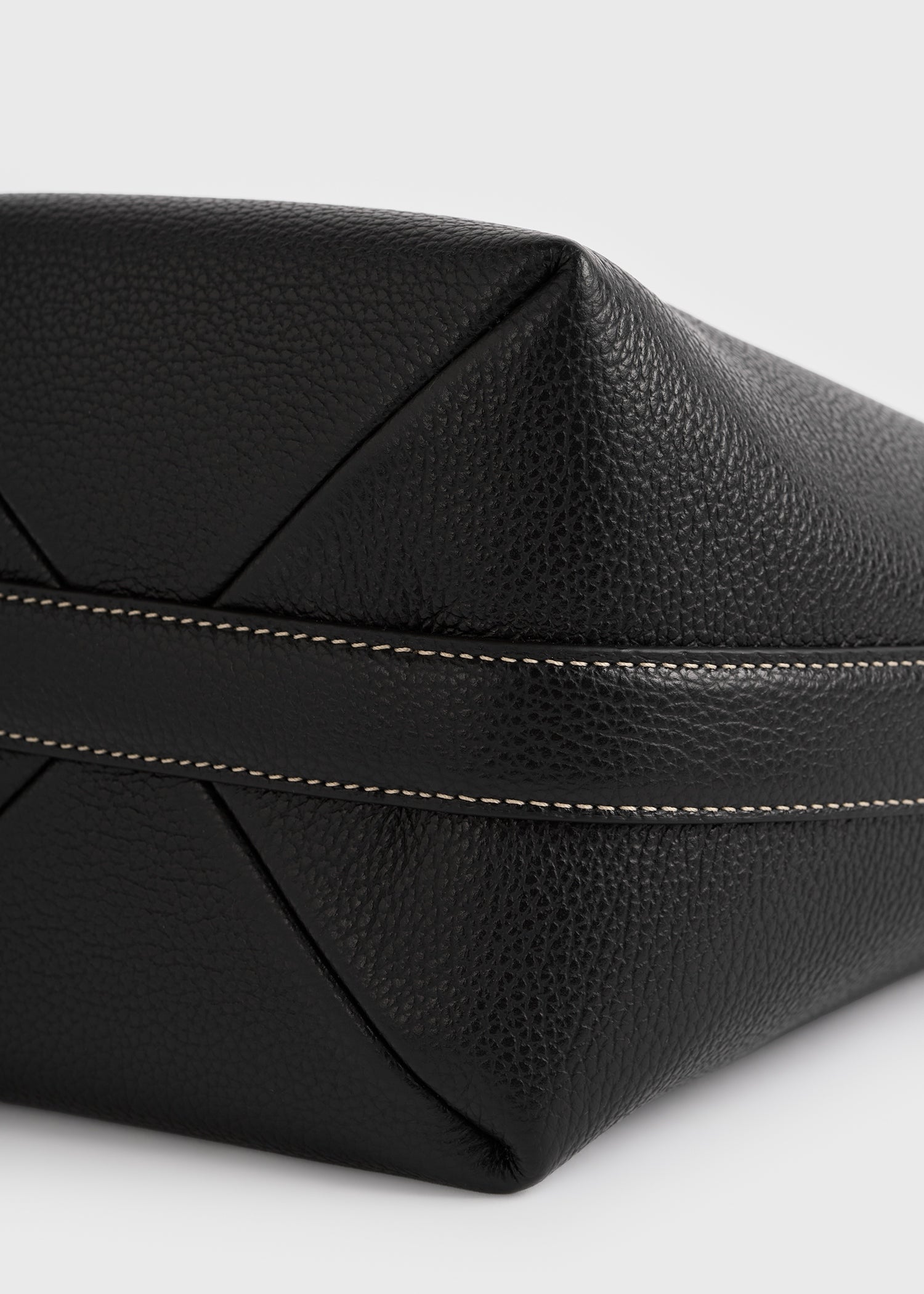 Small belted grained-leather tote black