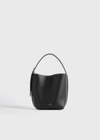 Small belted grained-leather tote black