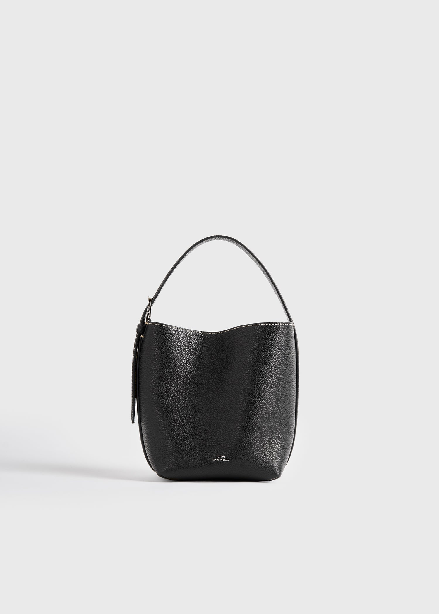 Small belted grained-leather tote black