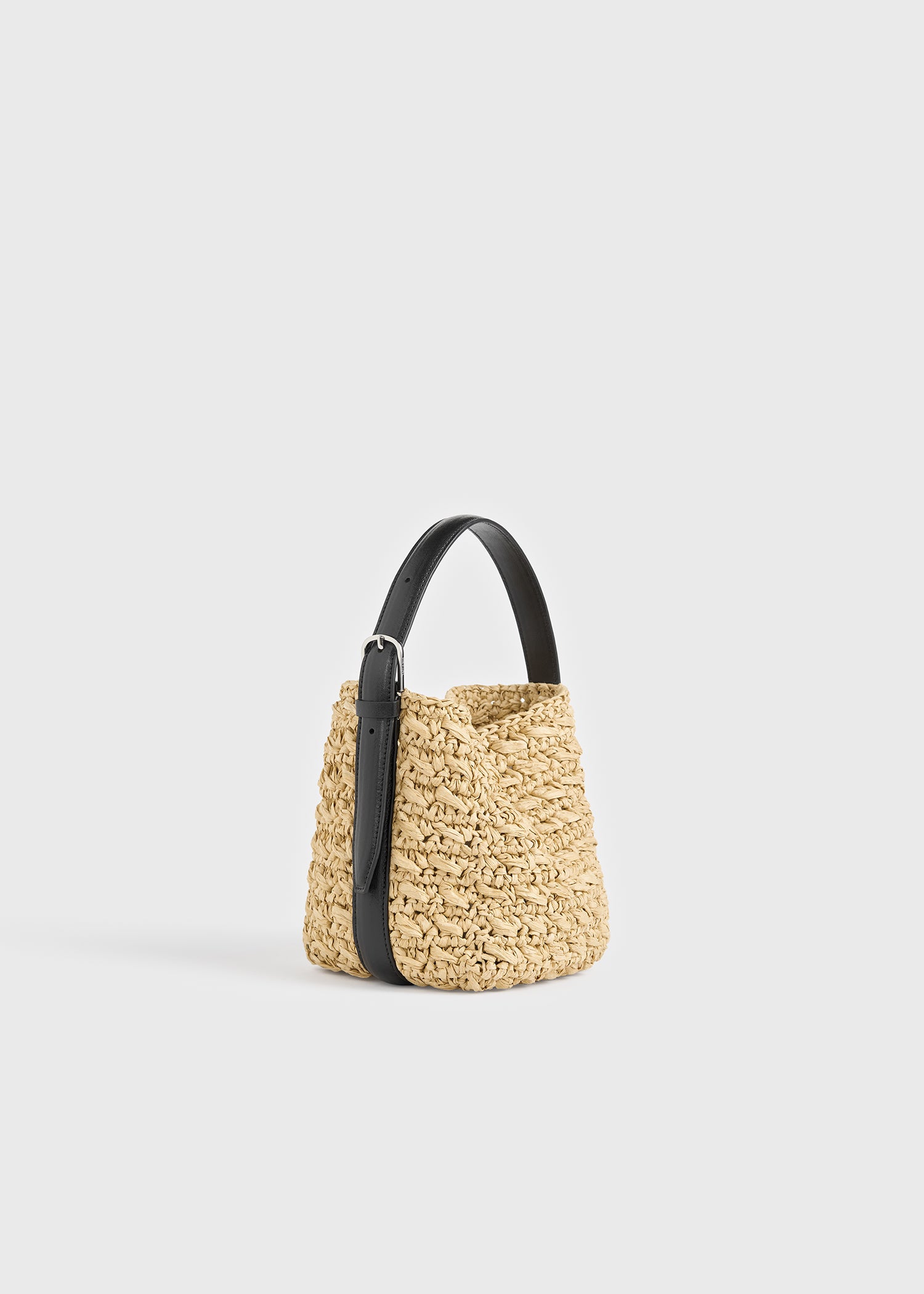 Small belted paper raffia tote natural