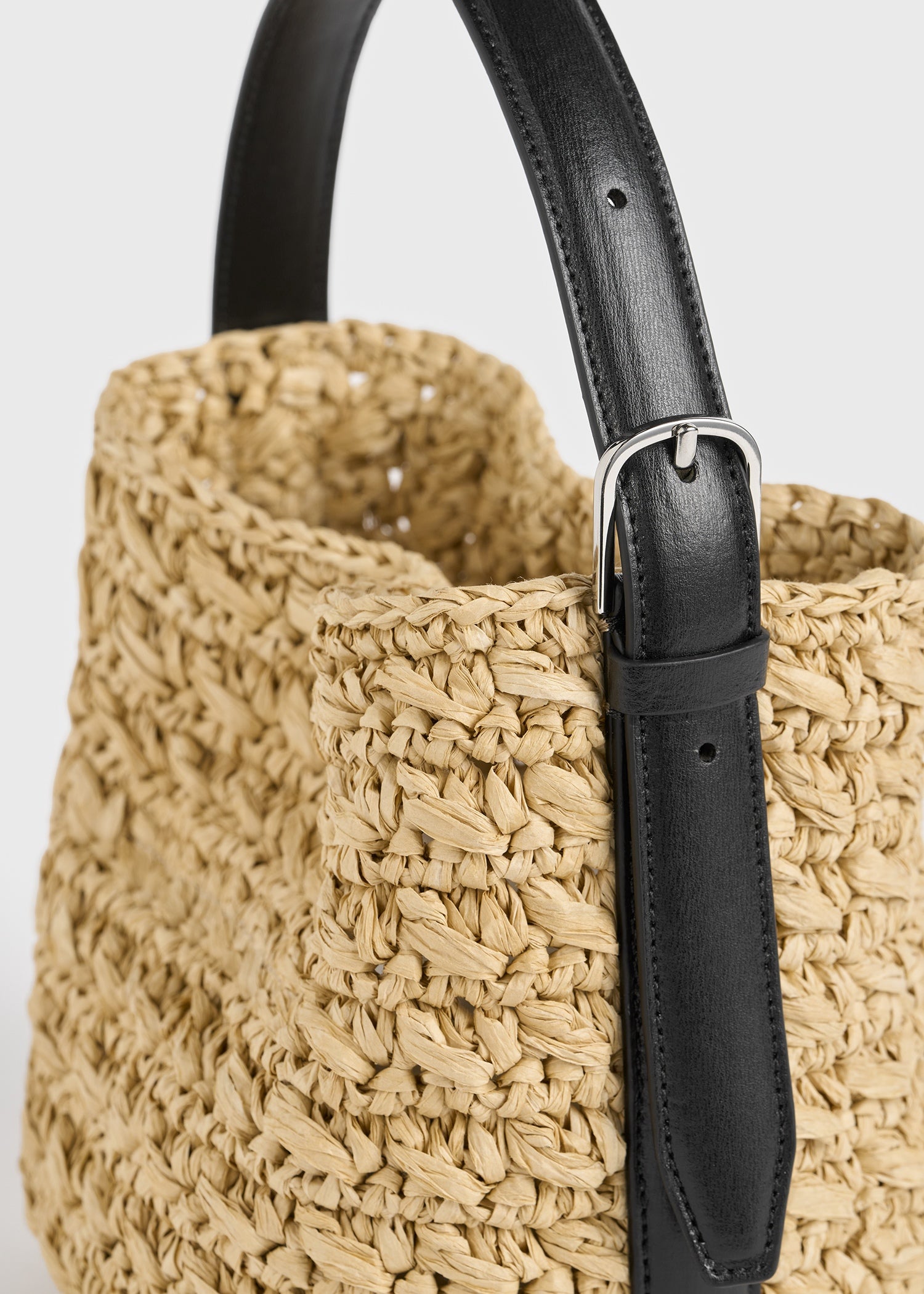 Small belted paper raffia tote natural