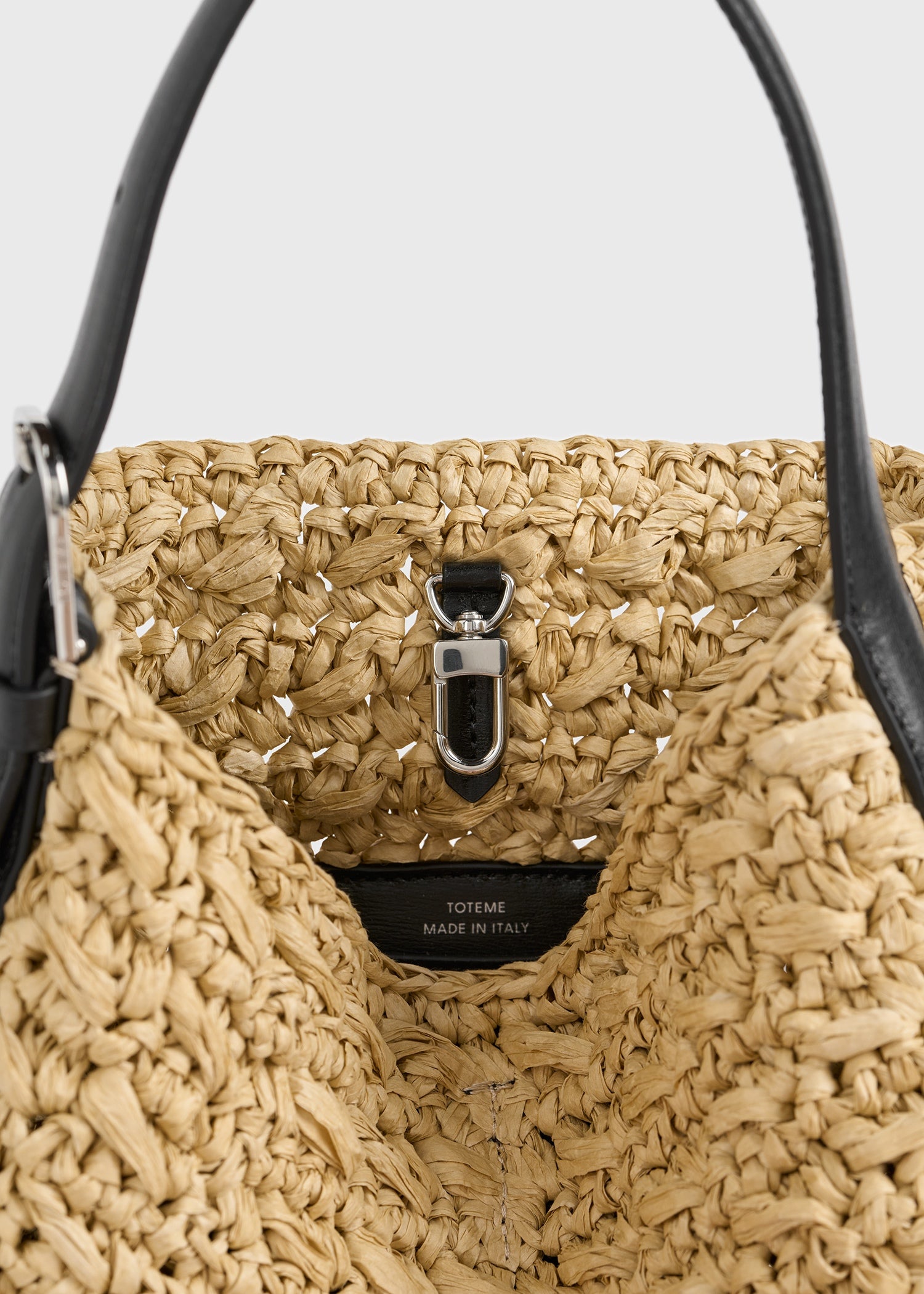 Small belted paper raffia tote natural