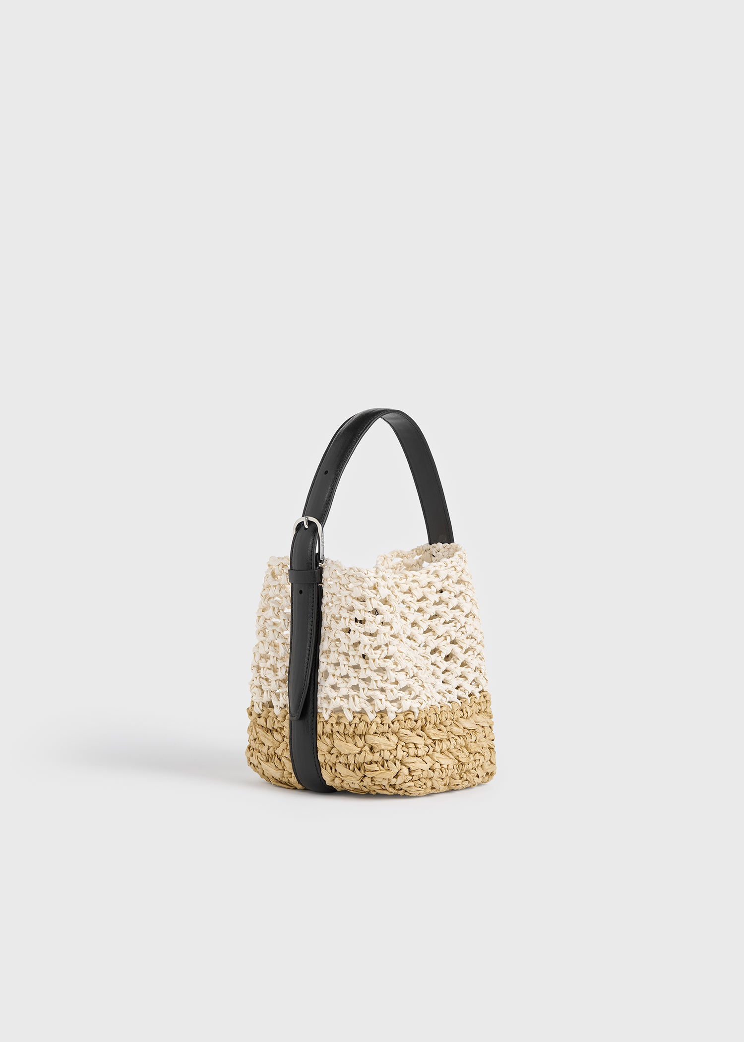 Small belted paper raffia tote ecru/vanilla