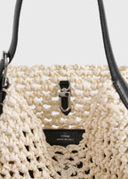 Small belted paper tote ecru/vanilla