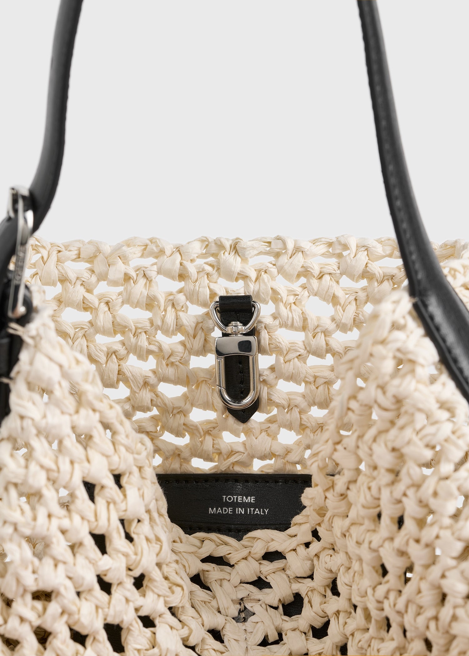 Small belted paper raffia tote ecru/vanilla
