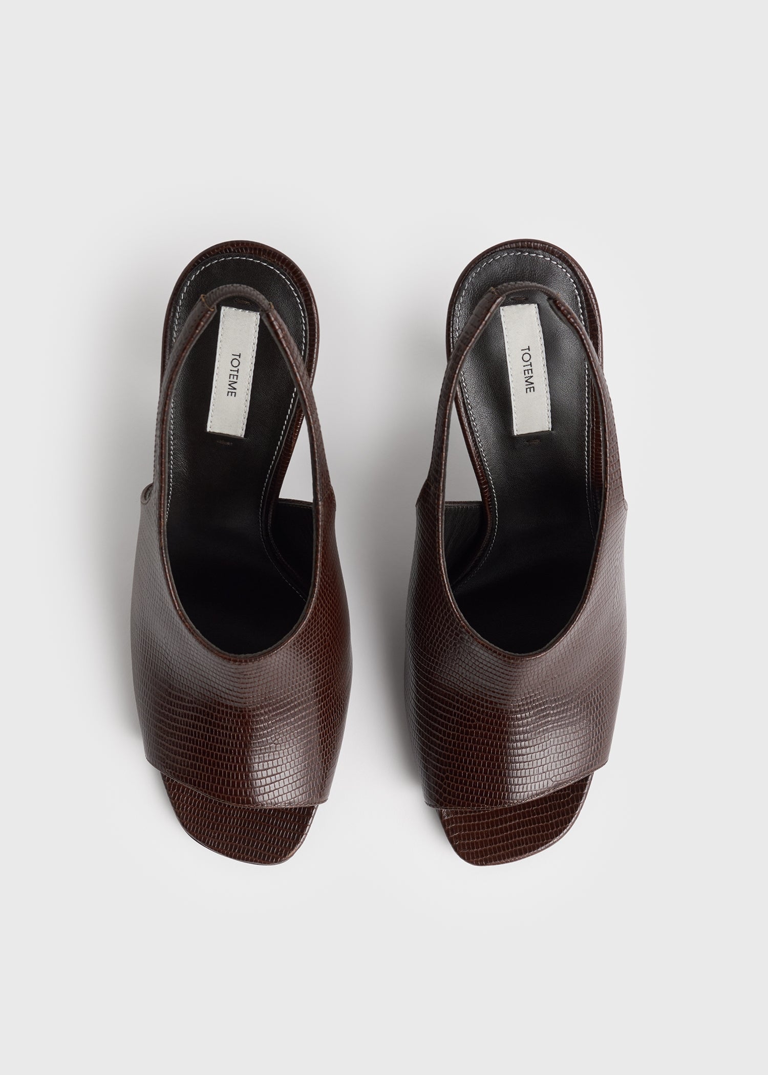 Contour lizard-embossed slingbacks brown