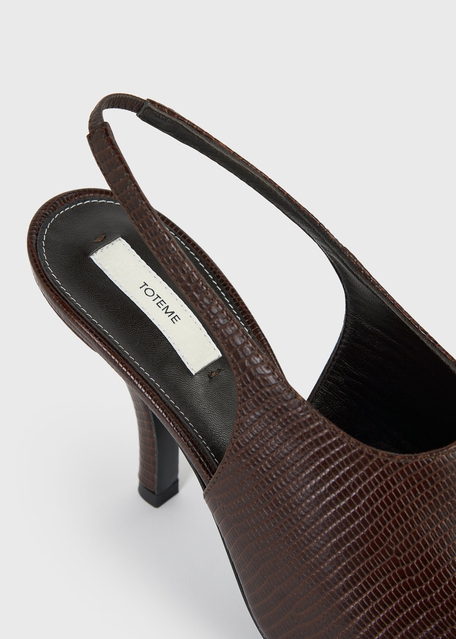 Contour lizard-embossed slingbacks brown