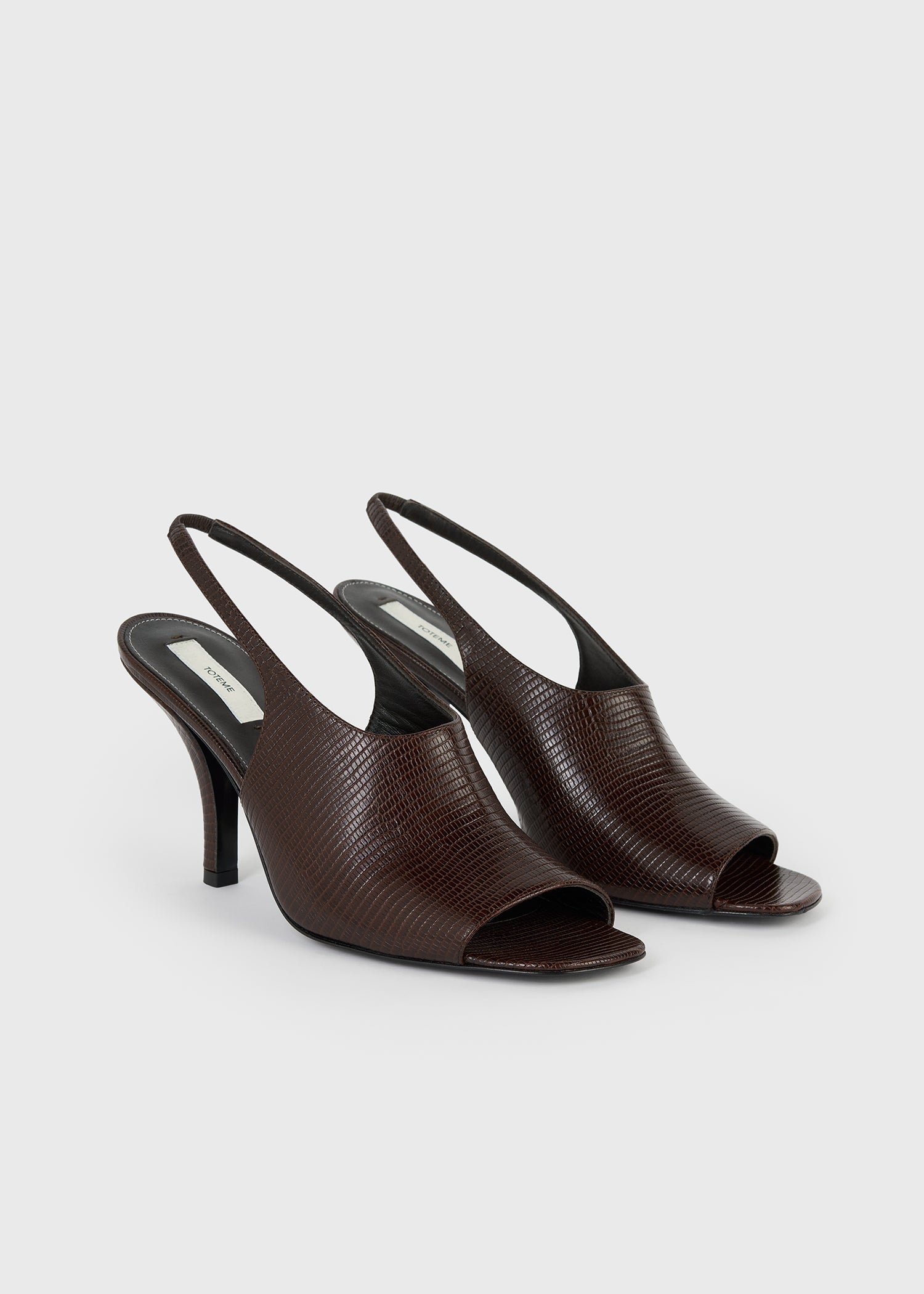 Contour lizard-embossed slingbacks brown