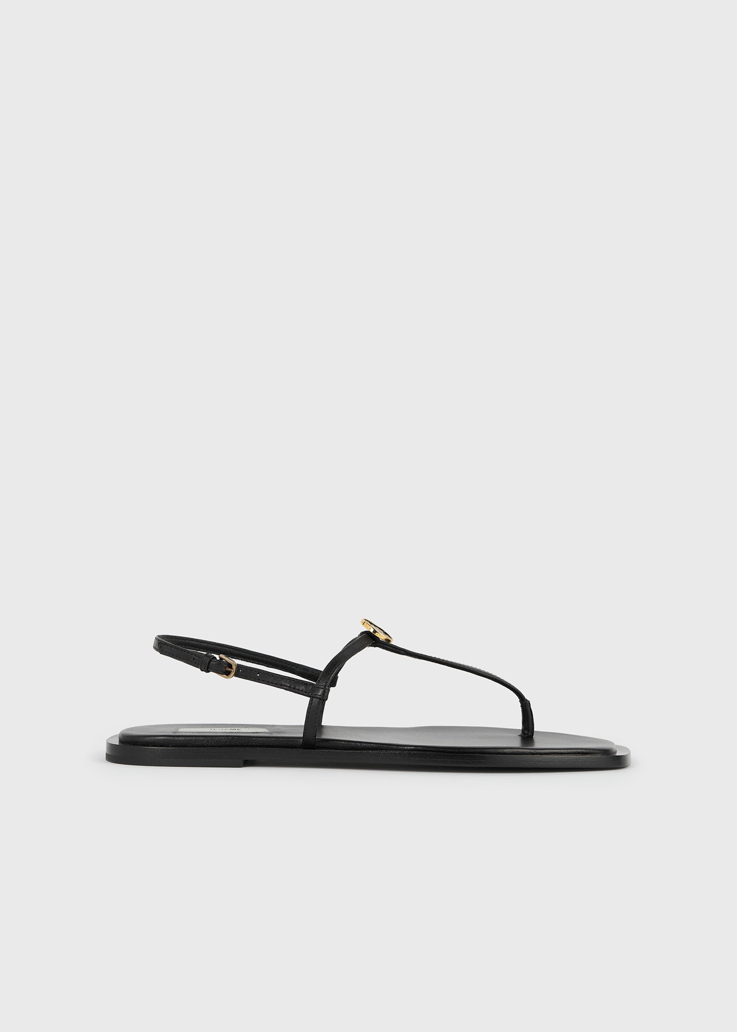 T-strap nappa sandals black