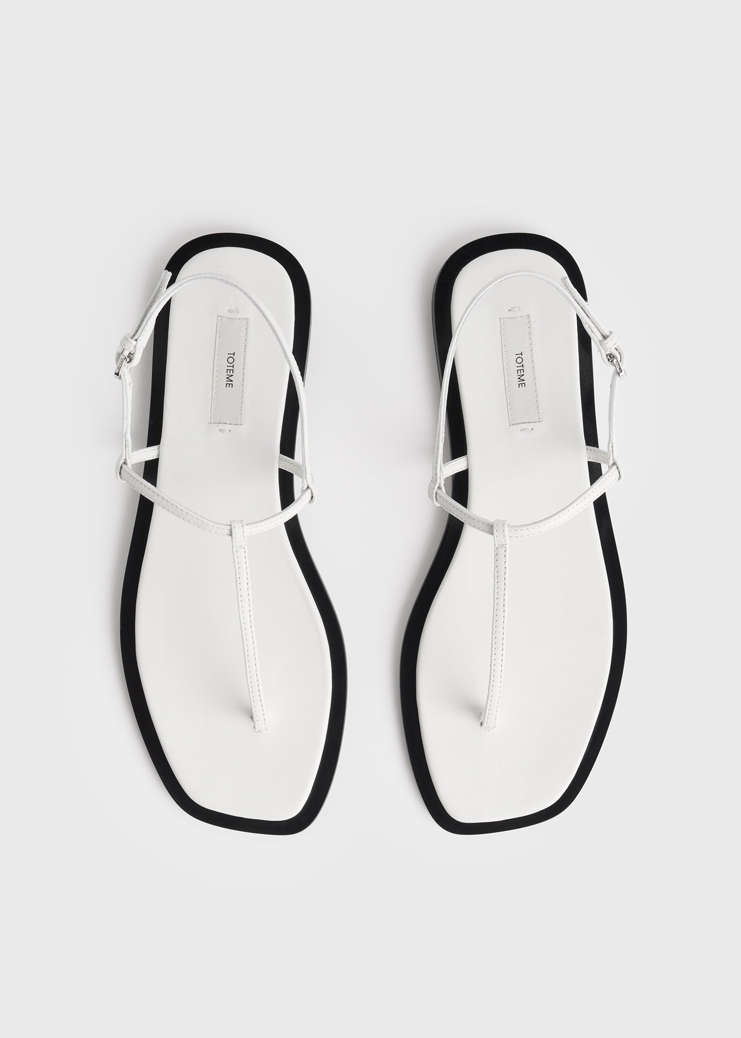 T-strap nappa sandals white/black