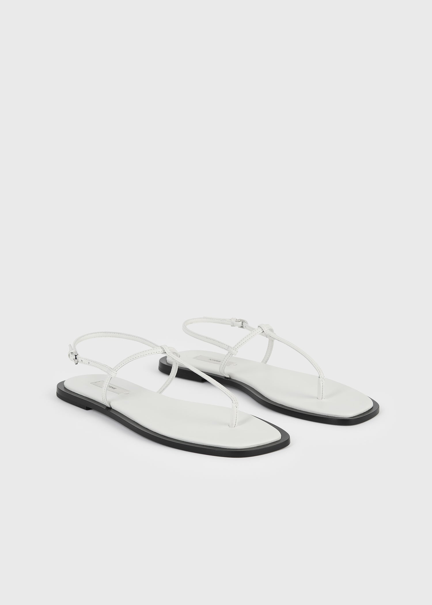 T-strap nappa sandals white/black
