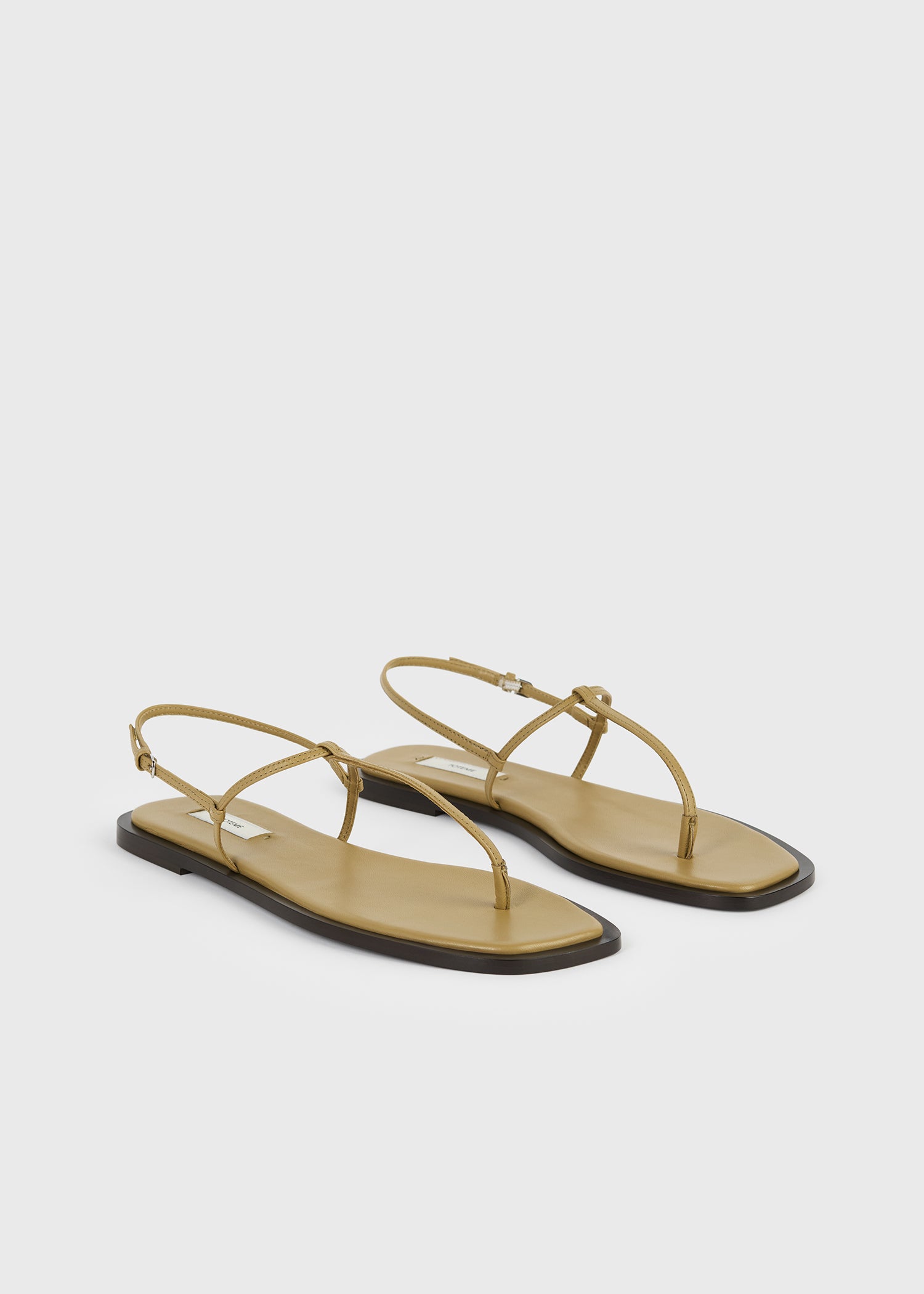 T-strap nappa sandals desert/dark brown