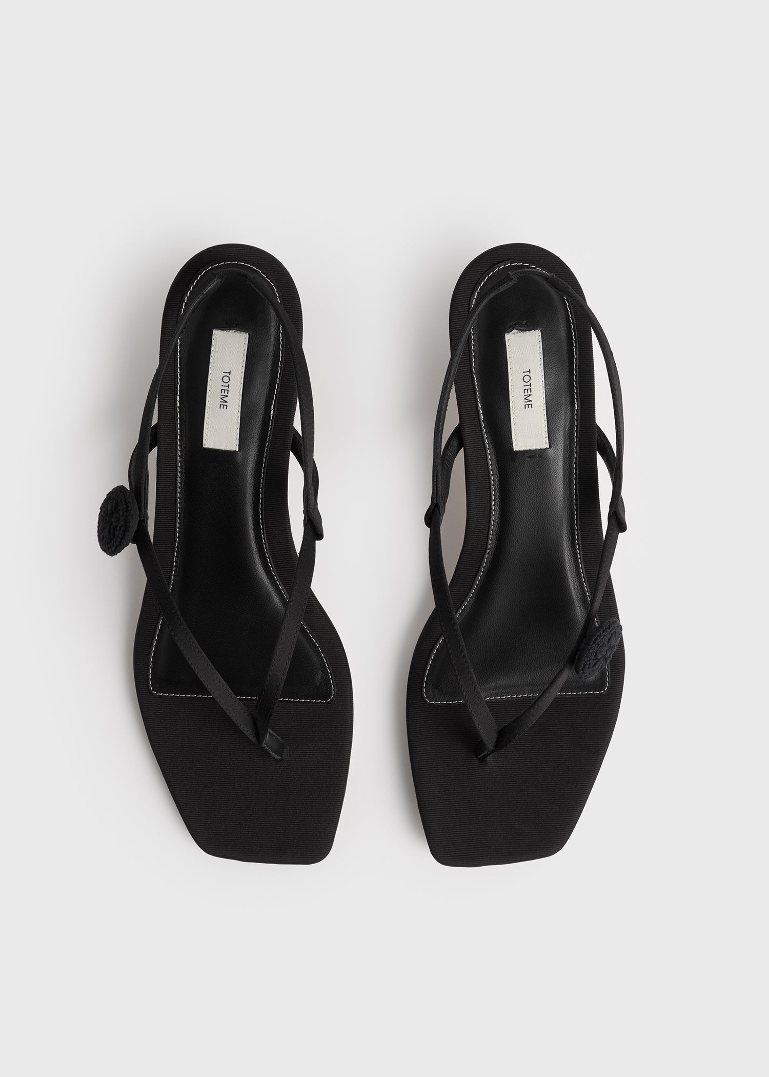 Slingback satin flip flops black