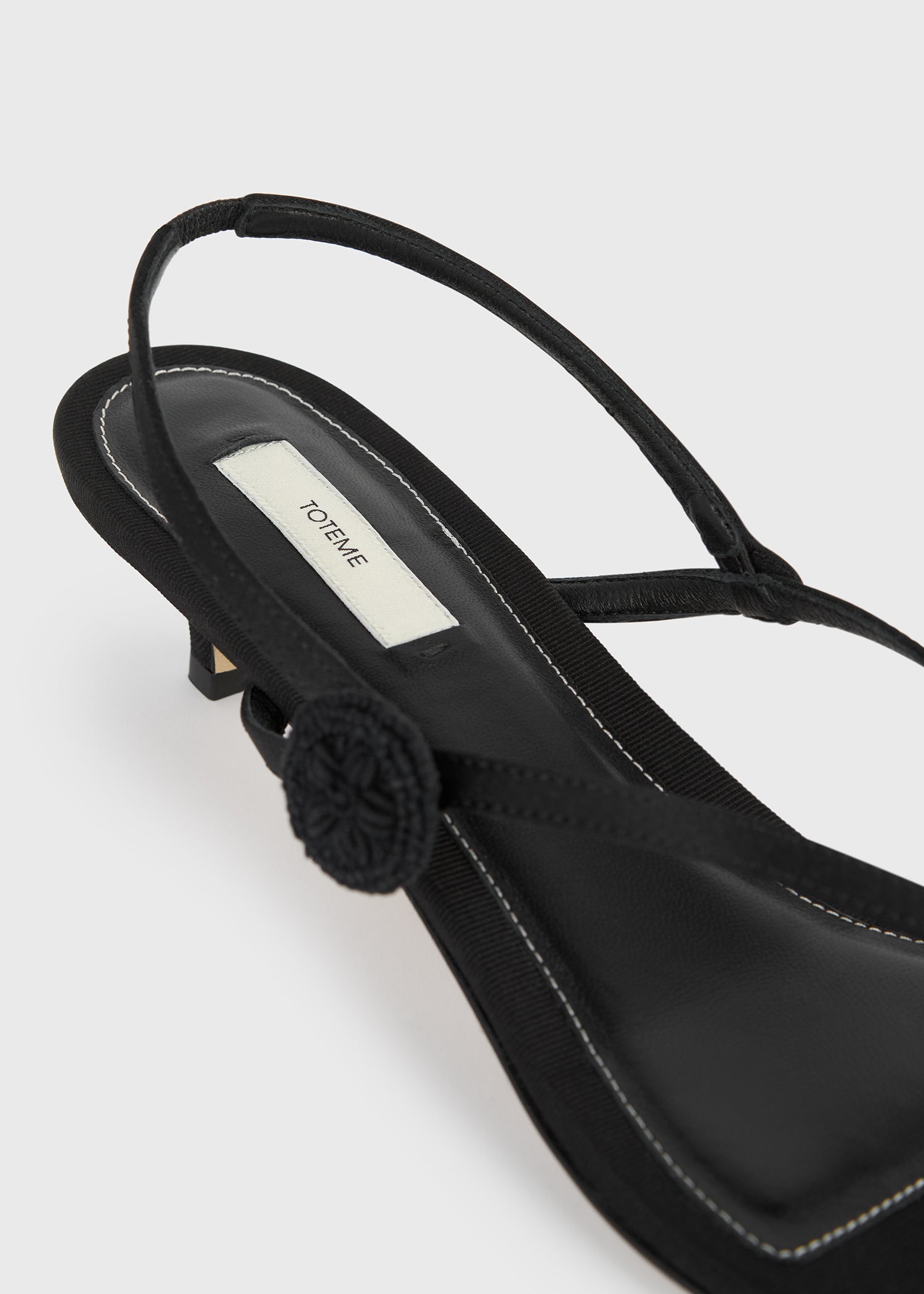 Slingback satin flip flops black