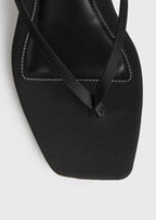 Slingback satin flip flops black