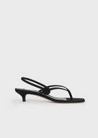 Slingback satin flip flops black