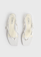 Slingback satin flip flops ecru