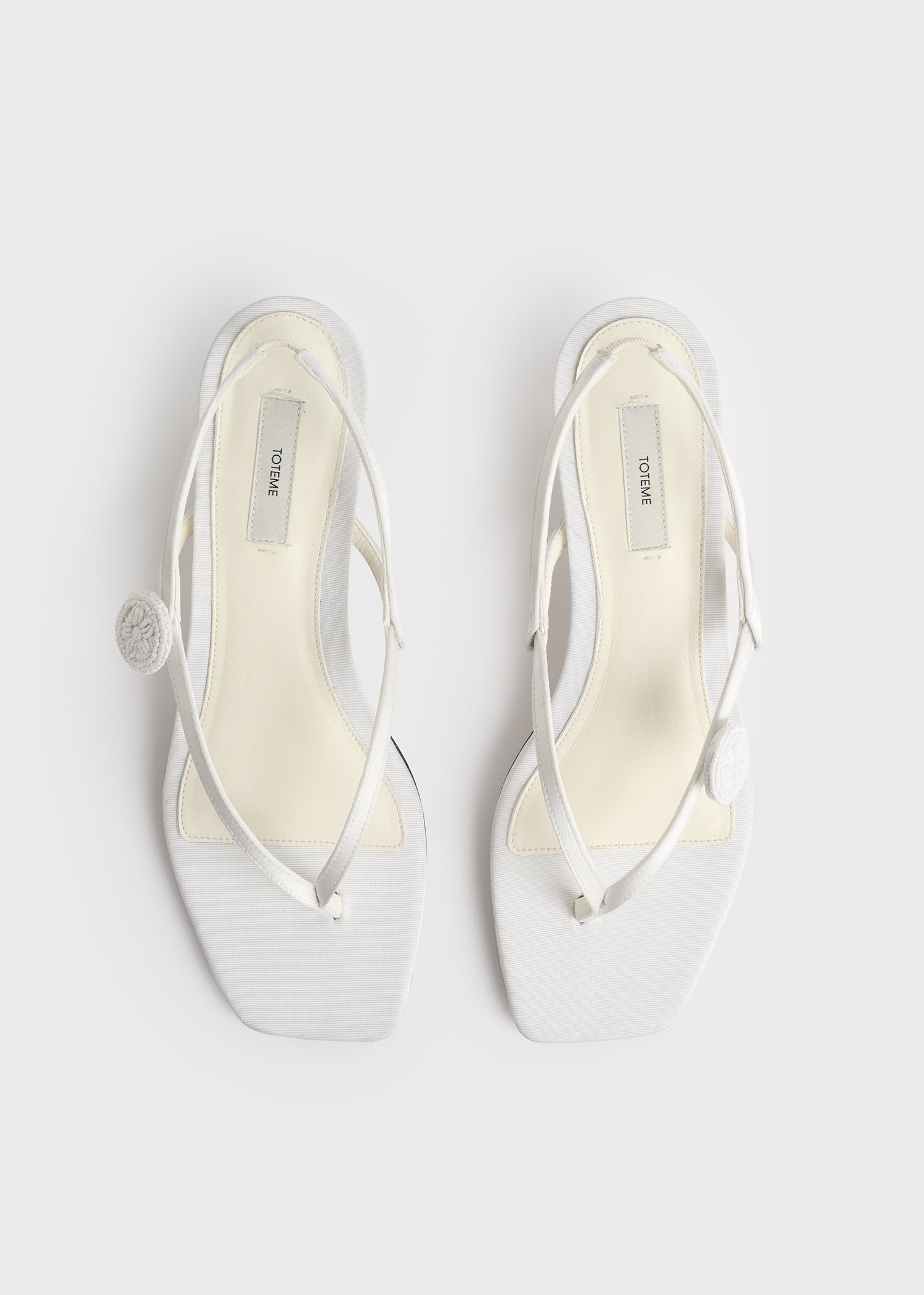 Slingback satin flip flops ecru