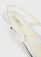 Slingback satin flip flops ecru