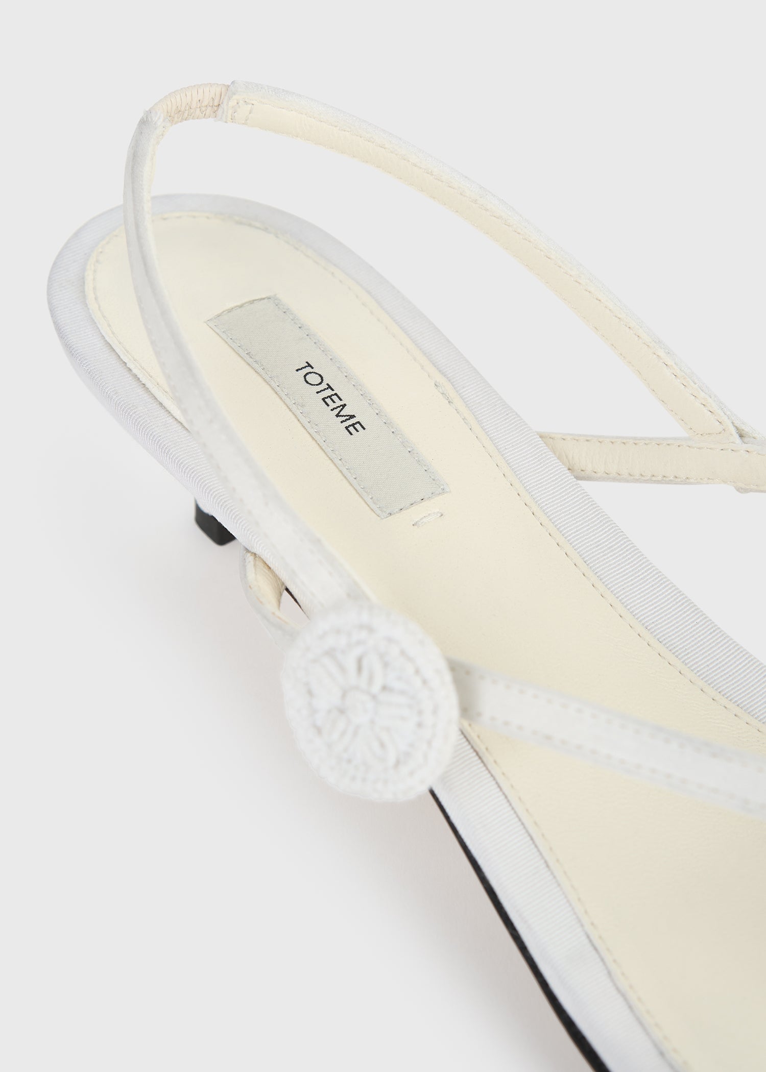 Slingback satin flip flops ecru