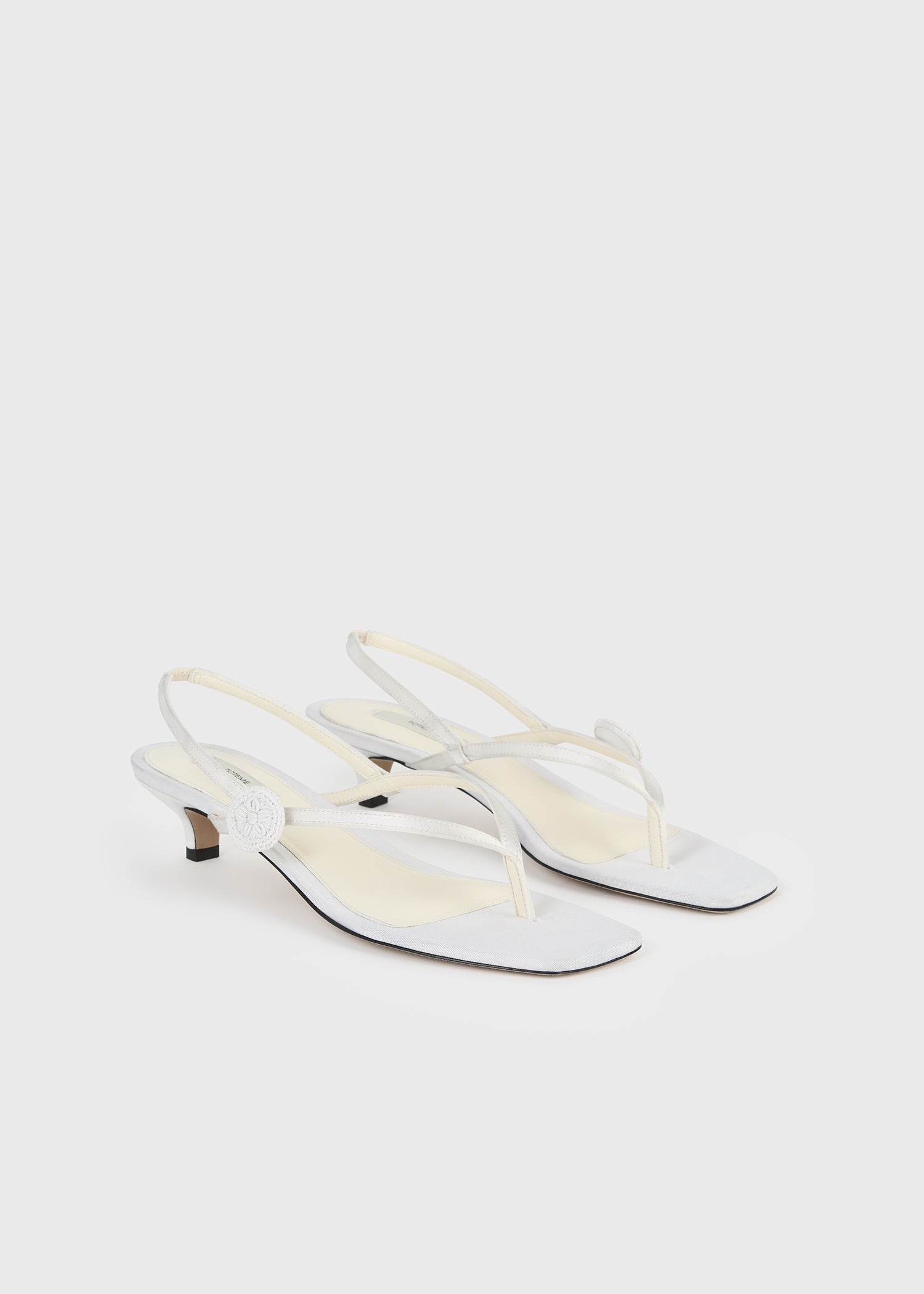 Slingback satin flip flops ecru