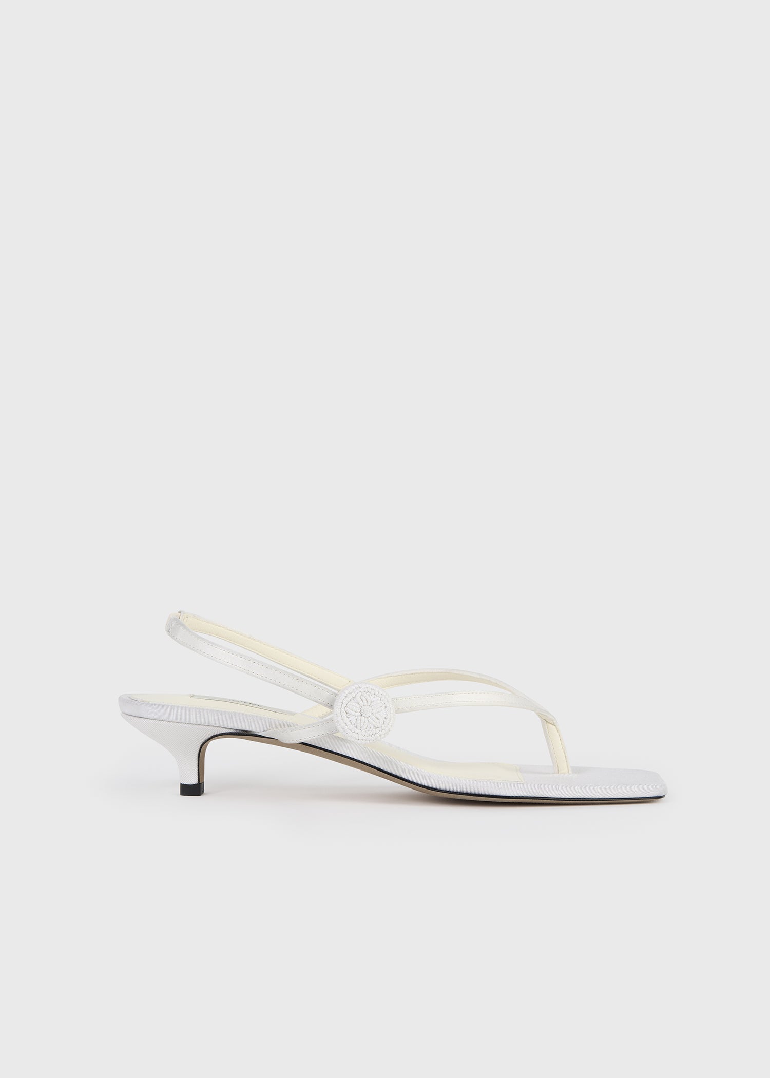 Slingback satin flip flops ecru