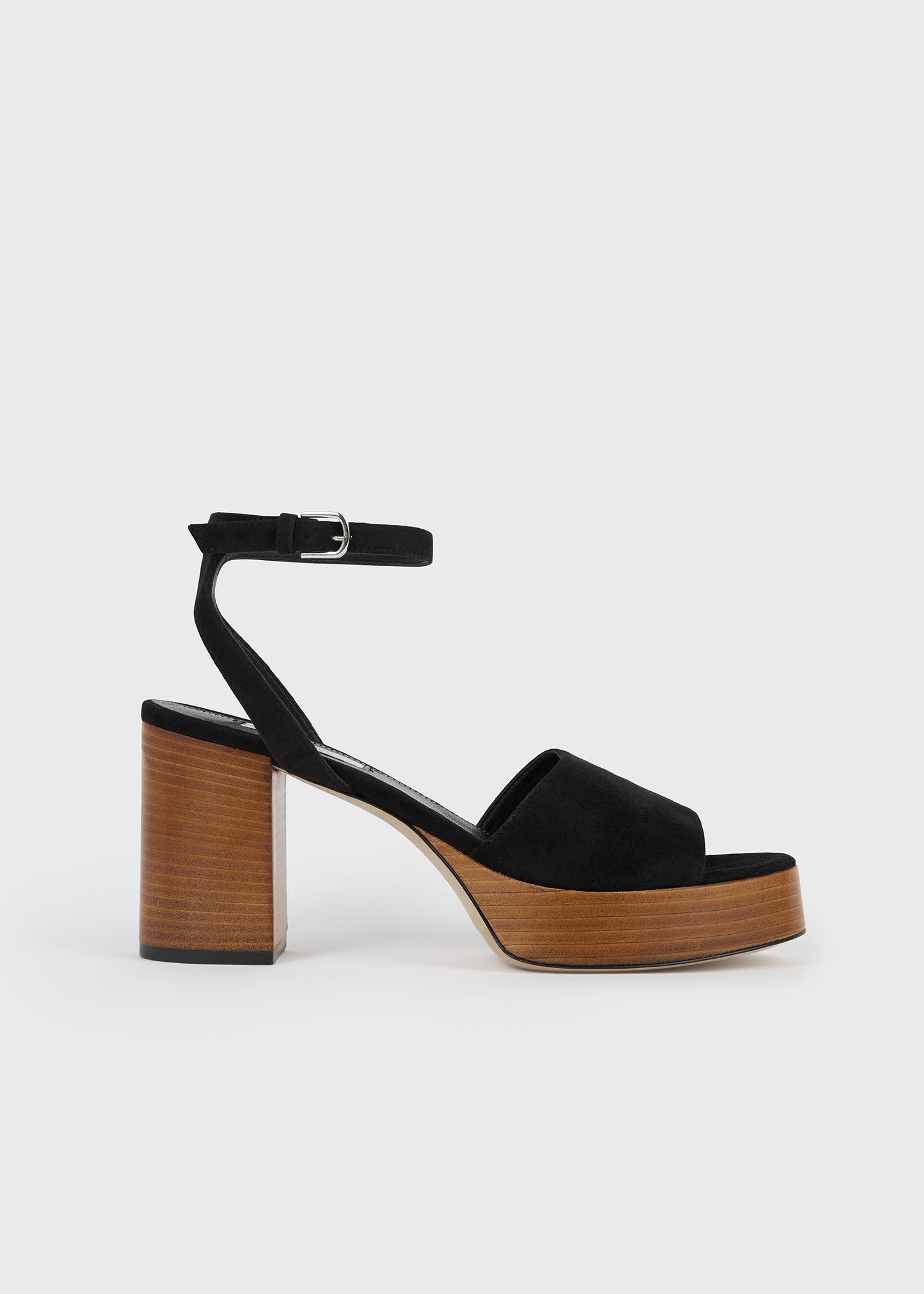 Platform suede sandals black/tan