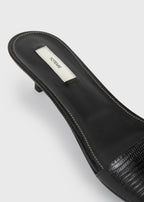 Slim lizard-embossed bandeau mules black