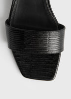 Slim lizard-embossed bandeau mules black