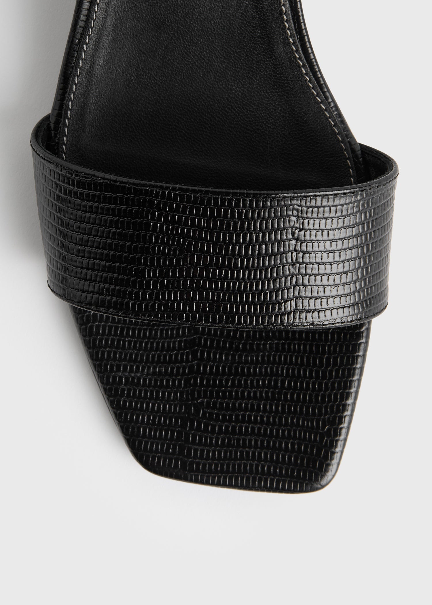 Slim lizard-embossed bandeau mules black