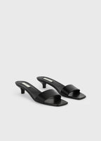 Slim lizard-embossed bandeau mules black