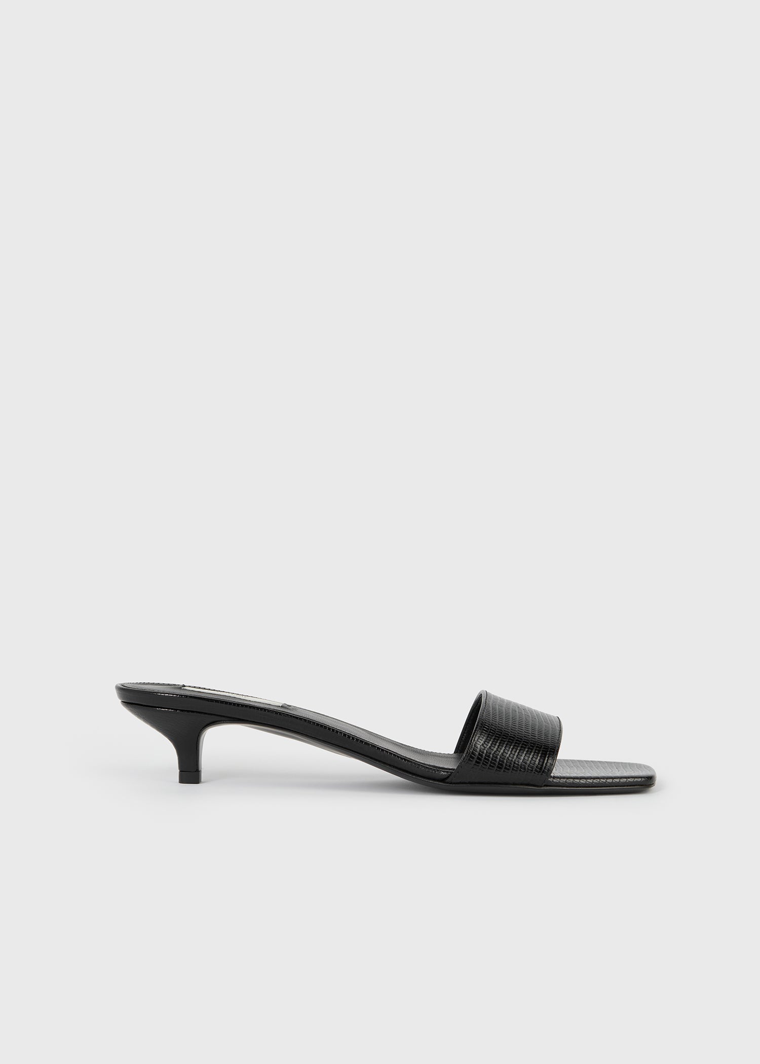 Slim lizard-embossed bandeau mules black