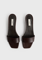 Slim lizard-embossed bandeau mules brown