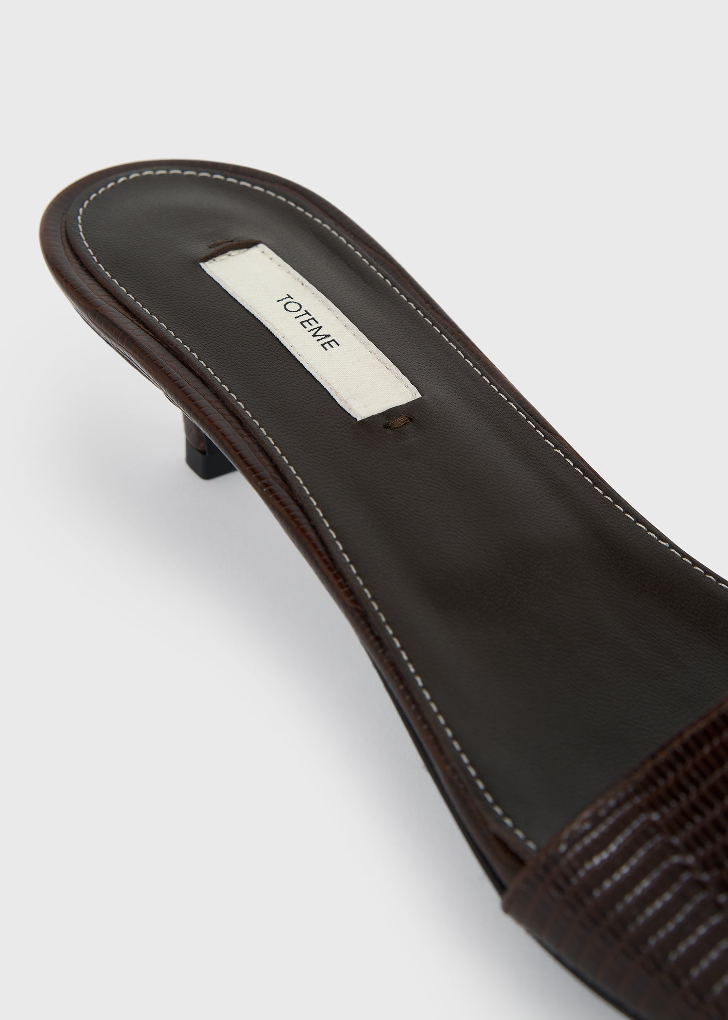 Slim lizard-embossed bandeau mules brown