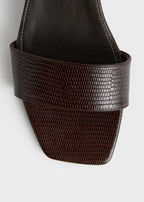 Slim lizard-embossed bandeau mules brown